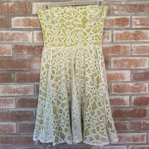 Guess Strapless Crochet Lace Party Dress Size 2 Lime Green Y2K